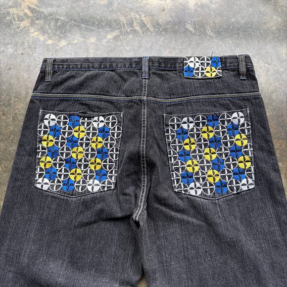 Crazy Vintage Baggy Wild Embroidered‎ Y2K Jeans - Picture 2 of 6